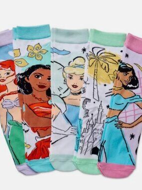 Disney Princess Socks Set 5 Pairs Girls NWT Sealed NEW